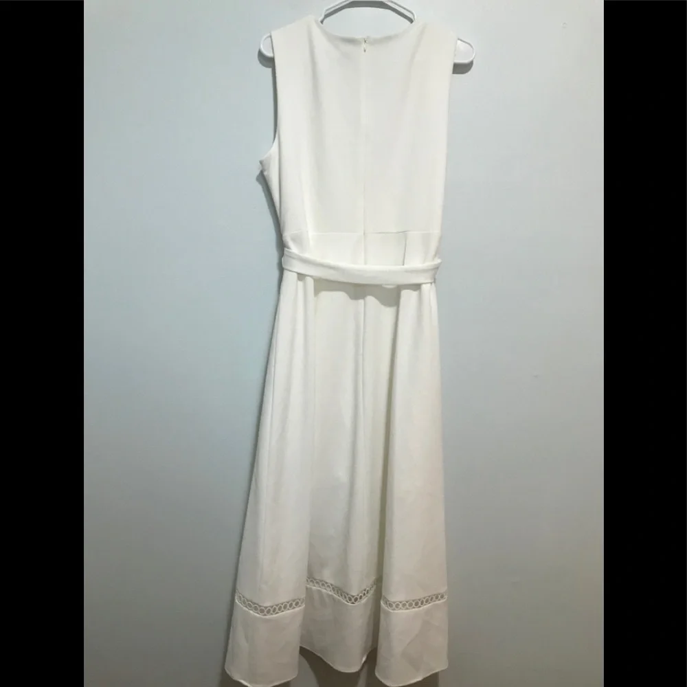 DKNY Illusion-Inset Midi White Dress 16 - Picture 4 of 16